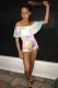 multicolor Fashion Sexy Hollow bandage Ruffled one word collar Rompers