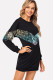 Black O Neck Gradient Geometric Sequin Others Long Sleeve Sweats & Hoodies