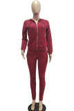 Blue Fashion adult Ma'am Street Solid Two Piece Suits pencil Long Sleeve Two Pieces