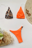 Red Fashion Sexy Patchwork Print Backless Swimwears