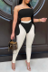 Black And White Sexy Solid Patchwork Strapless Sleeveless Two Pieces