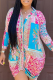 Colour Casual Print Patchwork Turndown Collar Irregular Dress Dresses