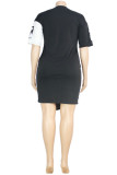 Black and white Sexy Ma'am Short Sleeves O neck Hip skirt Others Dresses