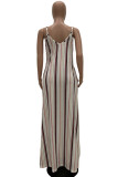 Navy Blue Casual Off The Shoulder Sleeveless Slip Swagger Floor-Length Print Patchwork