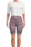 Green Fashion Casual Print Two Piece Suits Straight Short Sleeve Two Pieces