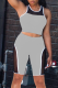 Grey Casual Solid Patchwork U Neck Sleeveless Two Pieces