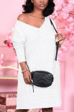 Grey Casual Solid V Neck Dresses