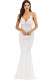 White Sexy Spaghetti Strap Sleeveless Slip Step Skirt Floor-Length lace Solid Club Dresses