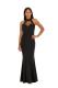 Black Fashion adult Sexy Off The Shoulder Sleeveless O neck A-Line Ankle-Length Solid Patchwork