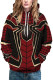 Red Fashion Street Adult Print Patchwork Pullovers Hooded Collar Outerwear