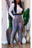 Silver Elastic Fly High Gilding pencil Pants Bottoms