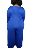 Blue Casual Knitting Solid Patchwork O Neck Plus Size 