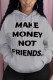 Grey hooded Long Sleeve Print Tops
