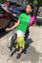 Multi-color Fashion Casual Cap Sleeve Short Sleeves O neck Step Skirt Ankle-Length asymmetrical Mesh p