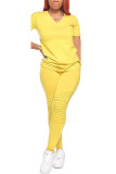 Light Green Fashion adult Ma'am OL Solid Two Piece Suits Straight Short Sleeve Two Pieces