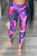 Fuchsia Sexy Print Patchwork Skinny High Waist Pencil Full Print Bottoms