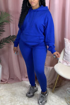Blue Fashion Active adult Ma'am Patchwork Solid Two Piece Suits pencil Long Sleeve Two Pieces