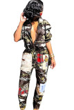 Camouflage Casual Print Long Sleeve Turndown Collar