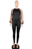 Leopard print adult Casual Fashion Camouflage Print Two Piece Suits Leopard Ribbon pencil Long Sleeve T