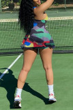Camouflage Fashion Sportswear Print Basic U Neck Sleeveless Regular Romper