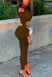 White Fashion Sexy Adult Solid Patchwork Bateau Neck Long Sleeve Regular Sleeve Short Two Pieces