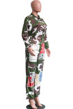 Camouflage Casual Print Long Sleeve Turndown Collar