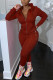 Brick red Fashion adult Ma'am Street Solid Two Piece Suits pencil Long Sleeve Two Pieces