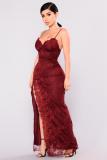 Black Fashion adult Sexy Spaghetti Strap Sleeveless V Neck Slim Dress Ankle-Length Patchwork spl