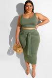 Black Fashion adult Sexy O Neck Bandage Two Piece Suits Solid