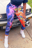 Colour Casual Print Capris Bottoms
