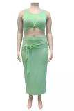 Black Fashion adult Sexy O Neck Bandage Two Piece Suits Solid