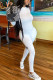 White Fashion Sexy Adult Solid O Neck Skinny Jumpsuits