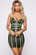 Black Sexy Spaghetti Strap Sleeveless V Neck Step Skirt skirt Colouring Patchwork Solid