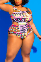 Colorful Sexy Plus Size Printing Swimsuit