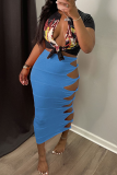 Black Sexy Solid Hollowed Out Skinny Mid Waist Pencil Solid Color Bottoms