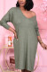 Grey Casual Solid V Neck Dresses
