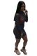 Black Street Cap Sleeve Long Sleeves O neck Step Skirt skirt Character Club Dresses