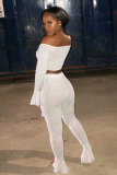 Red Elastic Fly Long Sleeve Mid Solid Boot Cut Pants Two-piece suit