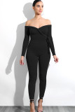 Light Gray Sexy Solid bandage Patchwork Long Sleeve V Neck Jumpsuits