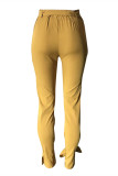 gingerish Elastic Fly High Solid Bow-knot Asymmetrical pencil Pants