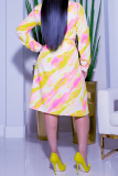 Red Casual Print Patchwork Turndown Collar Shirt Dress Dresses