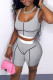 Grey Casual Print Patchwork U Neck Sleeveless Two Pieces