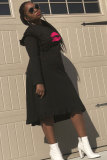Black Fashion Sexy Cap Sleeve Long Sleeves O neck A-Line Knee-Length ruffle Patchwork Print Club Dresses