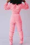 Grey Fashion Sexy adult Ma'am Patchwork Solid Two Piece Suits Straight Long Sleeve Two Pieces