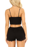 Pink Fashion Sexy adult Patchwork Solid Two Piece Suits HOLLOWED OUT Straight Sleeveless Two Pieces
