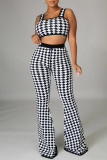 Red Fashion Casual Print Vests Pants Square Collar Sleeveless Two Pieces