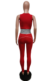 Orange Sexy Striped Patchwork O Neck Skinny Jumpsuits