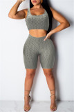Blue Casual Sportswear Solid Vests U Neck Sleeveless Two Pieces