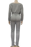 White Fashion British Style Adult Solid Draw String Fold O Neck Long Sleeve Regular Sleeve Short Two Pieces