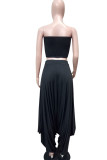 Blue Fashion Sexy adult Ma'am Solid Two Piece Suits Harlan pants Sleeveless Two Pieces
